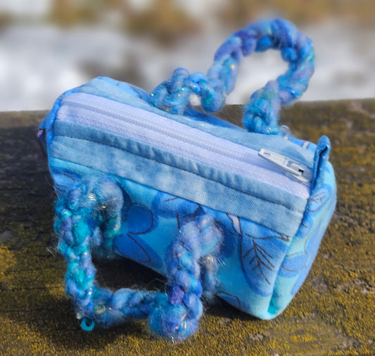 Blue Floral Mini Duffel Bag Coin Purse